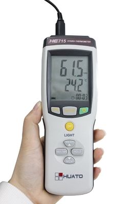 China HE715 Series Handheld Digital Thermometer Hygrometer With Probe 9V Battery  supplier